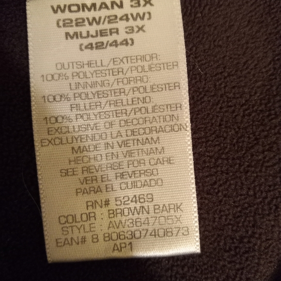 đź’•Athletic Works Jacket Lightweight Quilted Brown, Full Zip Size 3XL - Picture 9 of 9